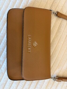 Lambert Tan Pebbled Leather Crossbody Wallet Bag